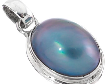 Rose Champagne Mabe Cultured Pearl 925 Sterling Silver Pendant 1 1//8