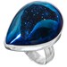 1" Cobalt Blue Titanium Druzy Drusy Adjustable Sz 9 925 Sterling Silver Ring