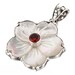 1 1/2" Mother Of Pearl Shell Flower Red Garnet 925 Sterling Silver Pendant