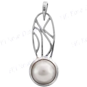 2&quot; White Mabe Pearl 925 Sterling Silver Drop Pendant