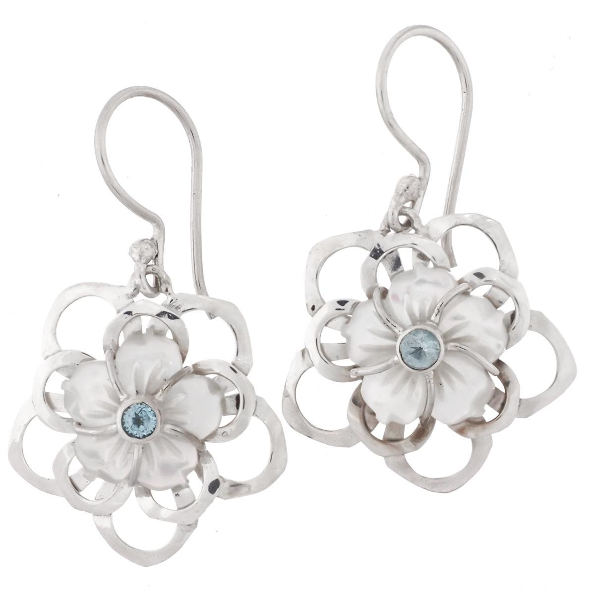 Anillo De Plata En Forma De Flor Con Topacio Azul