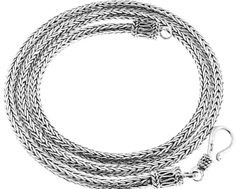 Collana in argento sterling 925 con catena a serpente fatta a mano da Bali Tulang Naga da 3 mm, 16-30&quot;
