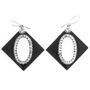 1 11/16&quot; Exotic Sono Wood 925 Sterling Silver Earrings