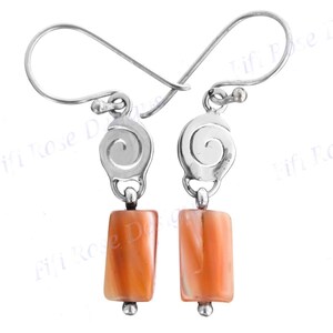 1" Pink Mother Of Pearl Shell 925 Sterling Silver Earrings
