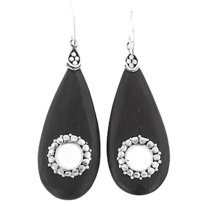 2&quot; Exotic Sono Wood 925 Sterling Silver Earrings
