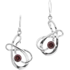 7/8&quot; Bali Artisan Red Garnet 925 Sterling Silver Earrings