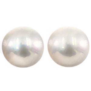 15mm Loose Matched Pair White Mabe South Sea Ocean Cultured Half Pearl