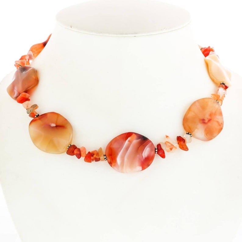 Opulent Carnelian Gemstone S-wave 925 Sterling Necklace