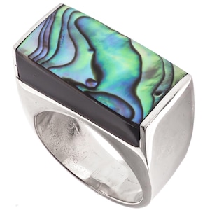 Genuine New Zealand Paua Abalone Shell 925 Sterling Silver 6 Ring