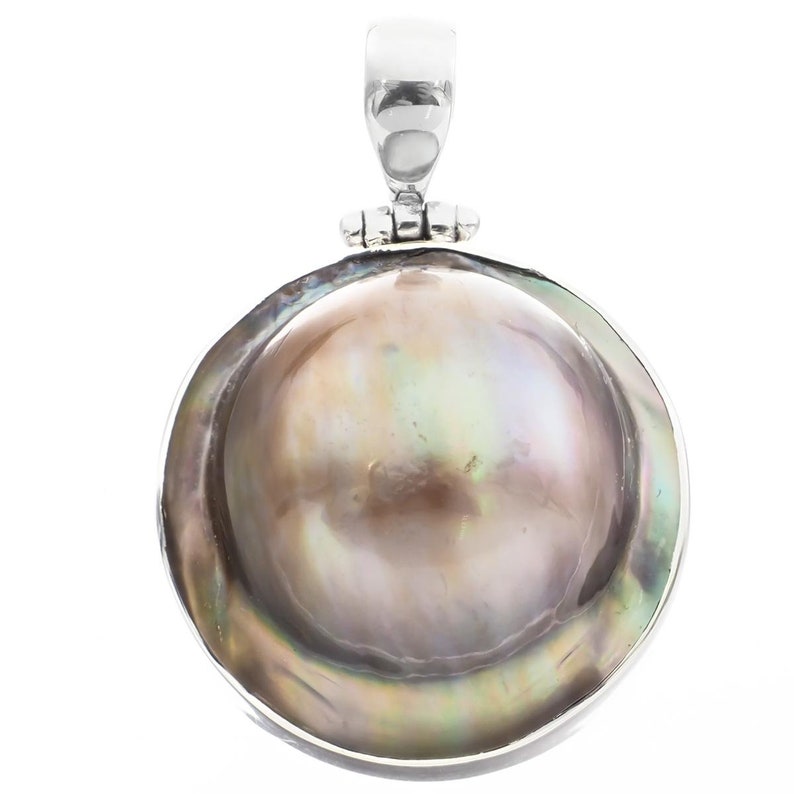1 12 Mabe Blister Pearl In Shell Handmade 925 Sterling Silver Pendant
