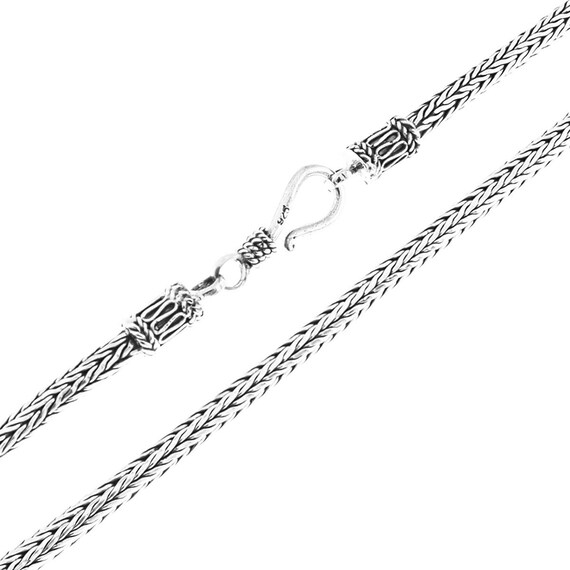thumbnail interactive-video image 1 of 3mm Tulang Naga Bali Handmade Snake Chain – 925 Sterling Silver Necklace – FifiRose 16-30 Inch 1 of 3