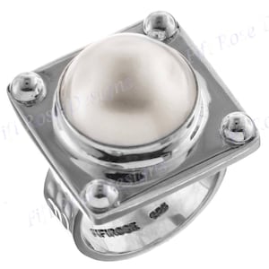 Handmade White Mabe Cultured Pearl 925 Sterling Silver Ring