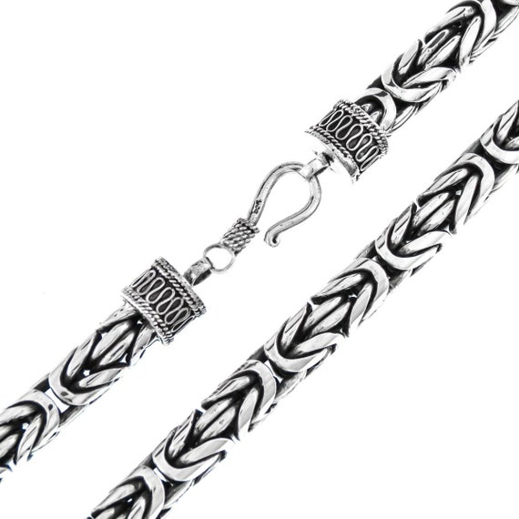 スターリングシルバーキューブバリビザンチンキングチェーンメンズブレスレット925 スターリングシルバーキューブバリビザンチンキングチェーン