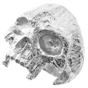 Polished Masonic Jawless Large Skull Motorcycle Biker 925 Sterling Silver Ring
