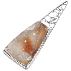 2 3/16&quot; Agate Druzy Drusy 925 Sterling Silver Pendant