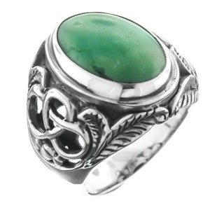 Exquisite Celtic Oval Turquoise 925 Sterling Silver Sz 8 Ring