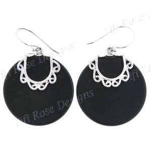Boucles d'oreilles en argent sterling 925 avec pierres volcaniques exotiques de 1 1/8 po.
