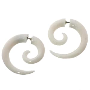 1&quot; Fake Gauge Bison Bone Maori Tribal Hand Carving Post Earrings
