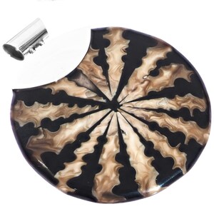 2 3/4&quot; Cone Shell Pattern In Black Resin 925 Sterling Silver Pendant