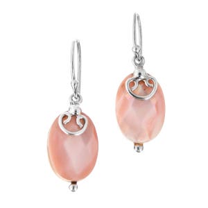 9/16" Pink Mother Of Pearl Shell 925 Sterling Silver Earrings