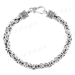 6mm Mens Byzantine Bali Handmade 925 Sterling Silver Chain Anklet Bracelet, 6-9.5&quot;