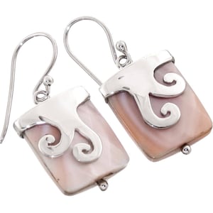 11/16&quot; Pink Mother Of Pearl Shell 925 Sterling Silver Earrings