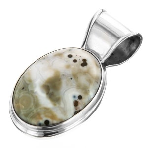 1 5/16&quot; Stunning Oval Jasper Gemstone 925 Sterling Silver Pendant