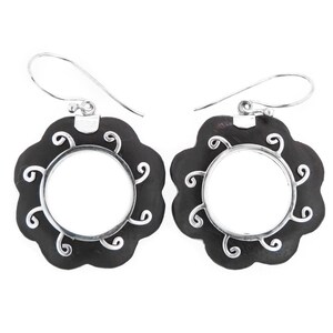1 1/4&quot; Exotic Sono Wood 925 Sterling Silver Earrings