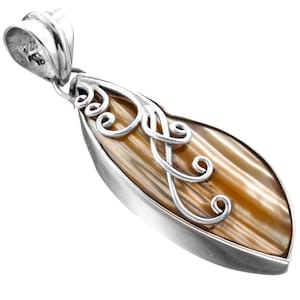 2&quot; Gold Natural Turbo Shell 925 Sterling Silver Pendant