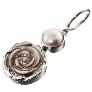 1 316 White Abalone Shell Biwa Pearl 925 Sterling Silver Pendant