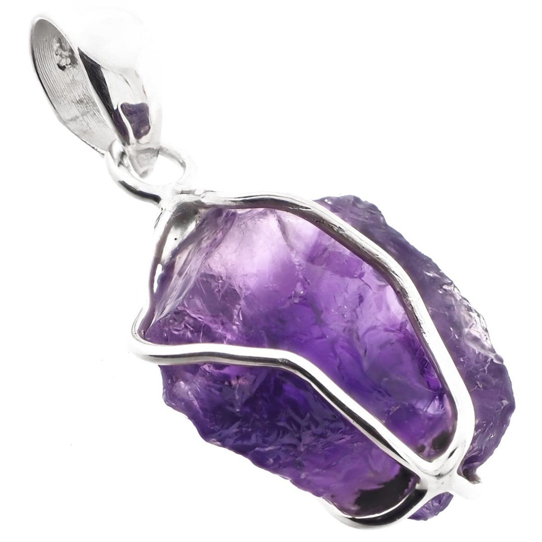 Genuine Zambia Untreated Amethyst Rough 925 Sterling Silver
