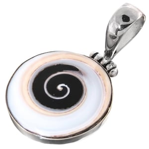 Pendentif exotique en argent sterling 925 avec coquillage shiwa