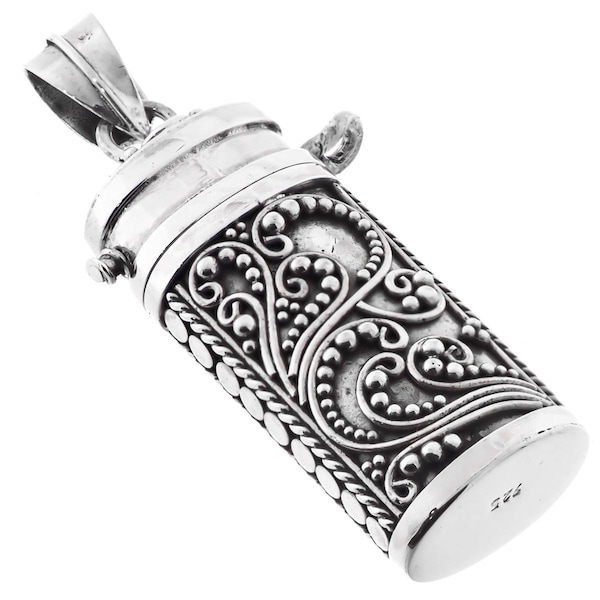 1 5/8 » Bali Handmade 925 Sterling Argent Grand Médaillon Boîte de prière Pillbox Pendentif