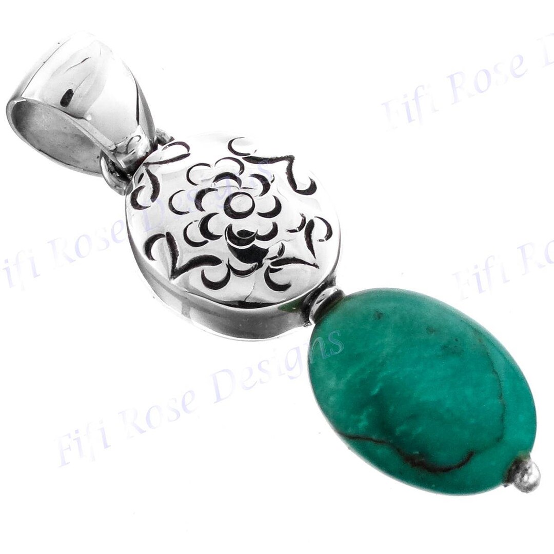 1 7/16インチ ターコイズ 925 スターリングシルバーペンダント - Etsy 日本