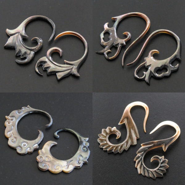 Styles Of Tribal Mother of Pearl Hand Carving Gauge Body Jewelry Plug Earrings
