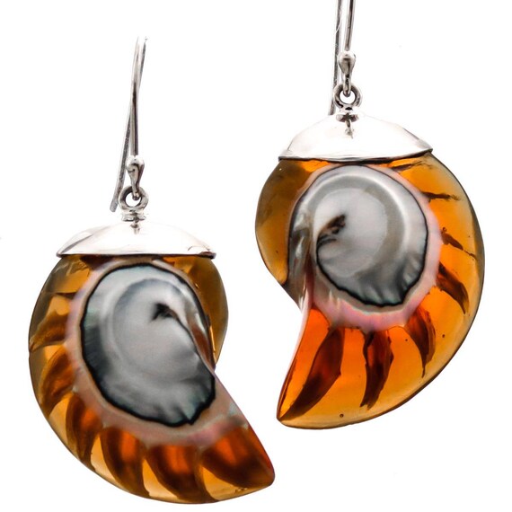 Nautilus shell earrings outlet