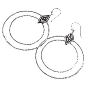 2 3/8" Bali Handmade Artisanal Double Hoop 925 Sterling Silver Earrings