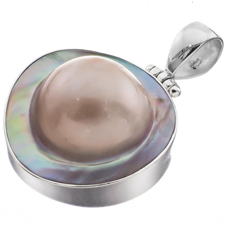 1 12 Mabe Blister Pearl In Shell Handmade 925 Sterling Silver Pendant