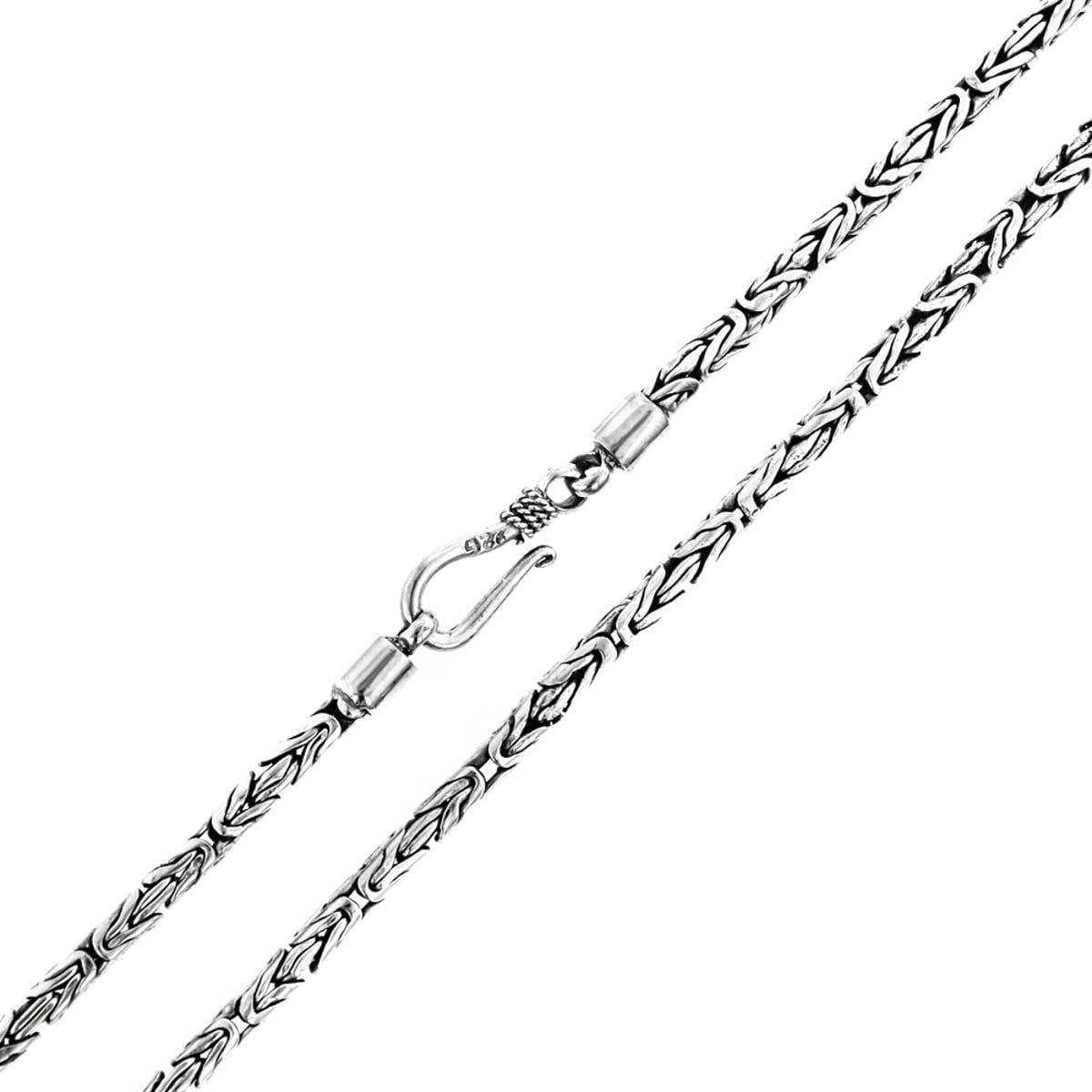 Collana con catena bizantina fatta a mano in argento sterling 925 massiccio da 2,5 mm