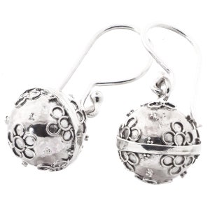 1/2&quot; Adorable Bali Chime Harmony Ball 925 Sterling Silver Earrings