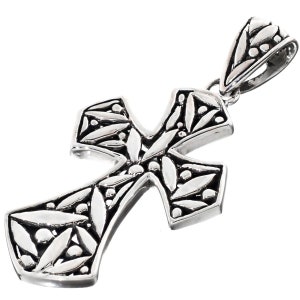 1 7/8&quot; Cross Grain Filigree Maltese Inspired 925 Sterling Silver Pendant
