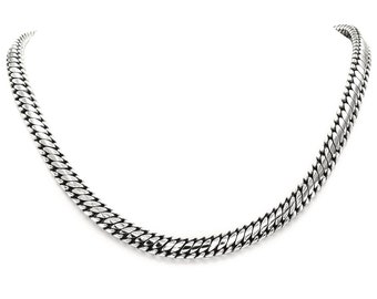925 Silver 8 mm Handgjort Orm Halsband i Sterling Silver