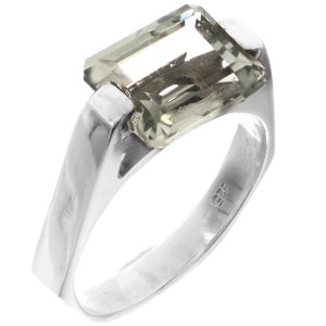 Large Prasiolite Green Amethyst 925 Sterling Silver Ring
