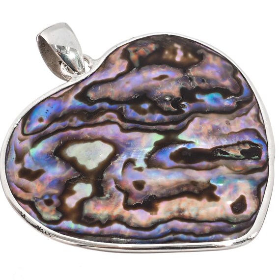 Collana Con Pendente A Forma Di Cuore E Pavone In Argento 925 E Conchiglia Abalone – Zirconi – Gioiello Donna, Regalo Significativo - 4