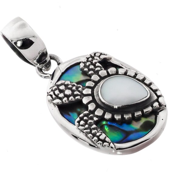 Sterling Silver Mother and Baby Paua Abalone And Mother of Pearl Turtle 18 Sterling Silver Mother and Baby Paua Abalone And Mother of Pearl Turtle 18