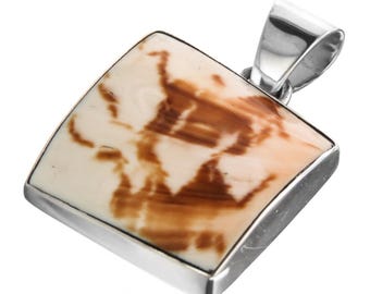925 Sterling Silver Square Cone Shell In Sterling Pendant, 1 3/8"