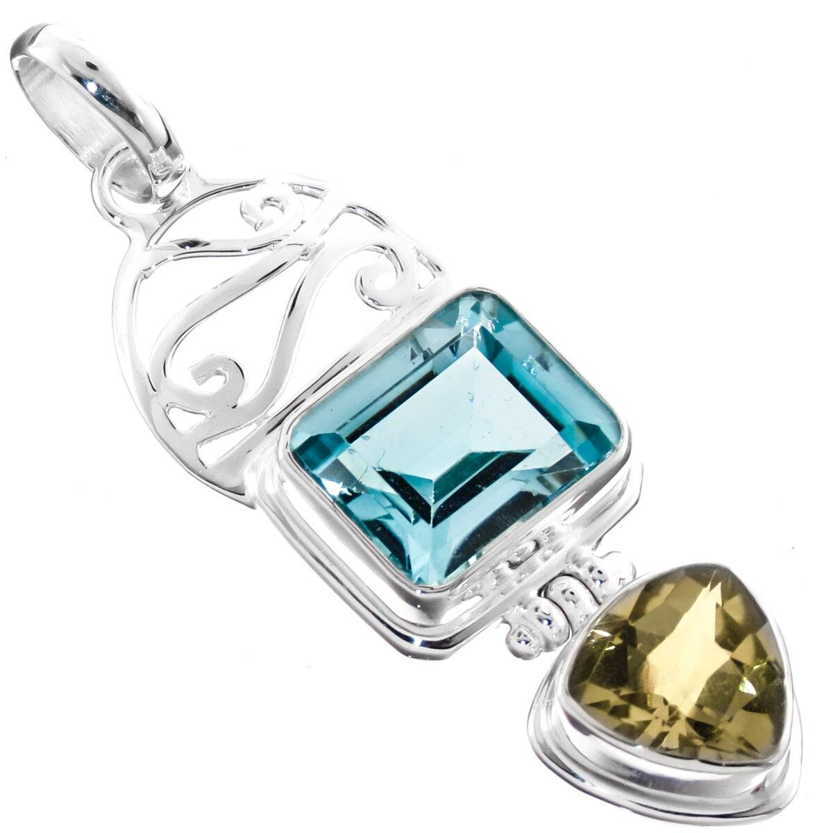 Pendentif Pierre roulée Topaze avec oeillet en argent 925 | Marco Schreier