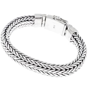 10 mm Herren geflochtene Bali handgemachte Kette 925 Sterling Silber Armband, 7-9.5 "