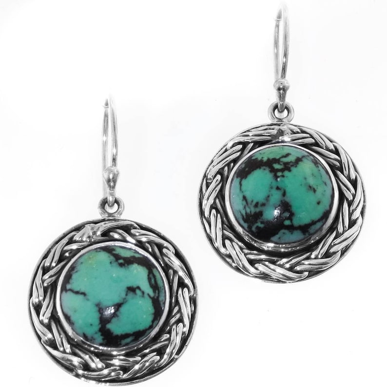 1316 Stunning Turquoise 925 Sterling Silver Earrings