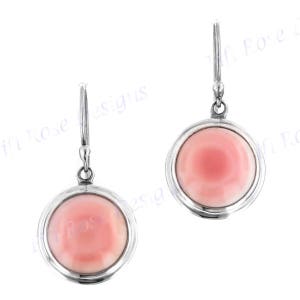 9/16" Pink Mother Of Pearl Shell 925 Sterling Silver Earrings